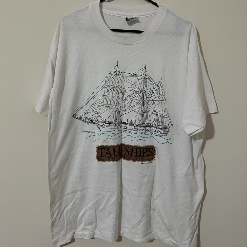 Vintage Tall Ships Boston 1992 Sailing White Tee  Size: XL